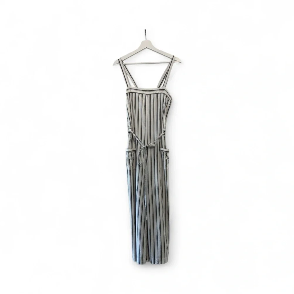 Marine Layer Sleeveless Jumpsuit in navy black stripes Size Medium - Picture 2 of 8